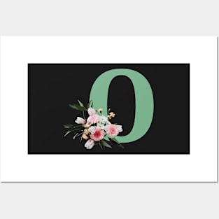 Letter O green with colorful flowers Posters and Art